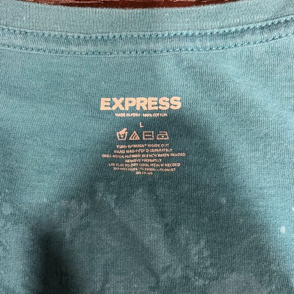 EXPRESS Cap-Sleeveless Wide Neck BUTTERFLY graphic Top T-Shirt Large - Picture 3 of 6